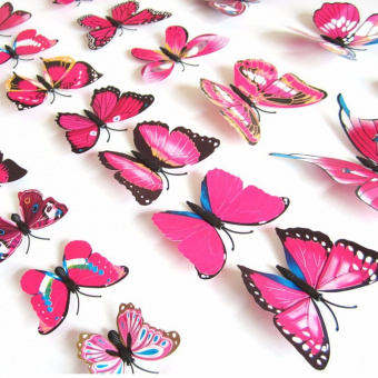 Набор 3D стикеров "Бабочки розовые", 12 шт
