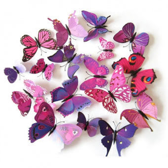 Набор 3D стикеров "Бабочки в фиолетовых тонах", 12 шт