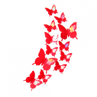 Набор 3D стикеров "Красные бабочки с розами", 12 шт