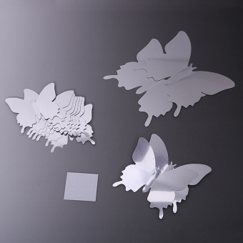 Набор 3D стикеров "Зеркальные бабочки", цвет золото, 12 шт