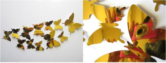 Набор 3D стикеров "Зеркальные бабочки", цвет золото, 12 шт