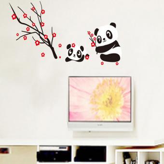 Набор виниловых наклеек "Очаровательные панды и ветка сакуры"