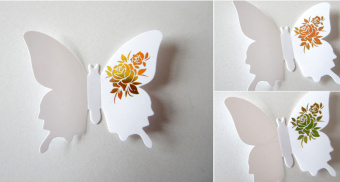 Набор 3D стикеров "Белые бабочки с розами", 12 шт