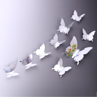Набор 3D стикеров "Зеркальные бабочки", цвет серебро, 12 шт