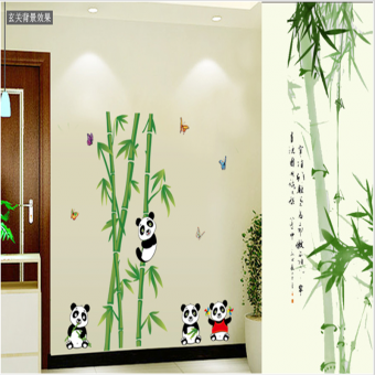 Набор виниловых наклеек "Веселые панды и бамбук"