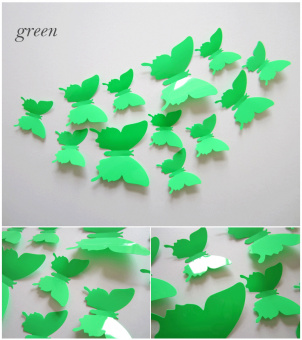 Набор 3D стикеров "Классические зеленые бабочки", 12 шт