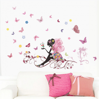 Набор виниловых наклеек "Цветочная фея с бабочками".
