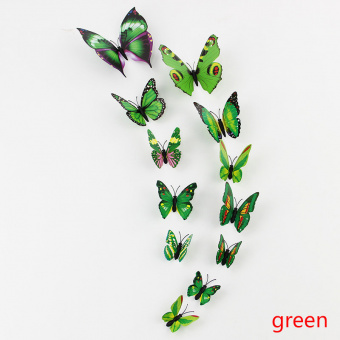 Набор 3D стикеров "Бабочки зеленые", 12 шт