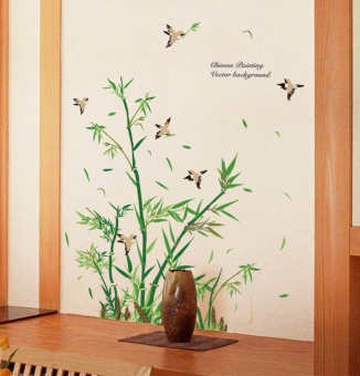 Набор виниловых наклеек "Бамбук и веселые птички"