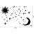 Набор зеркальных акриловых наклеек "Слнце, луна и звезды"